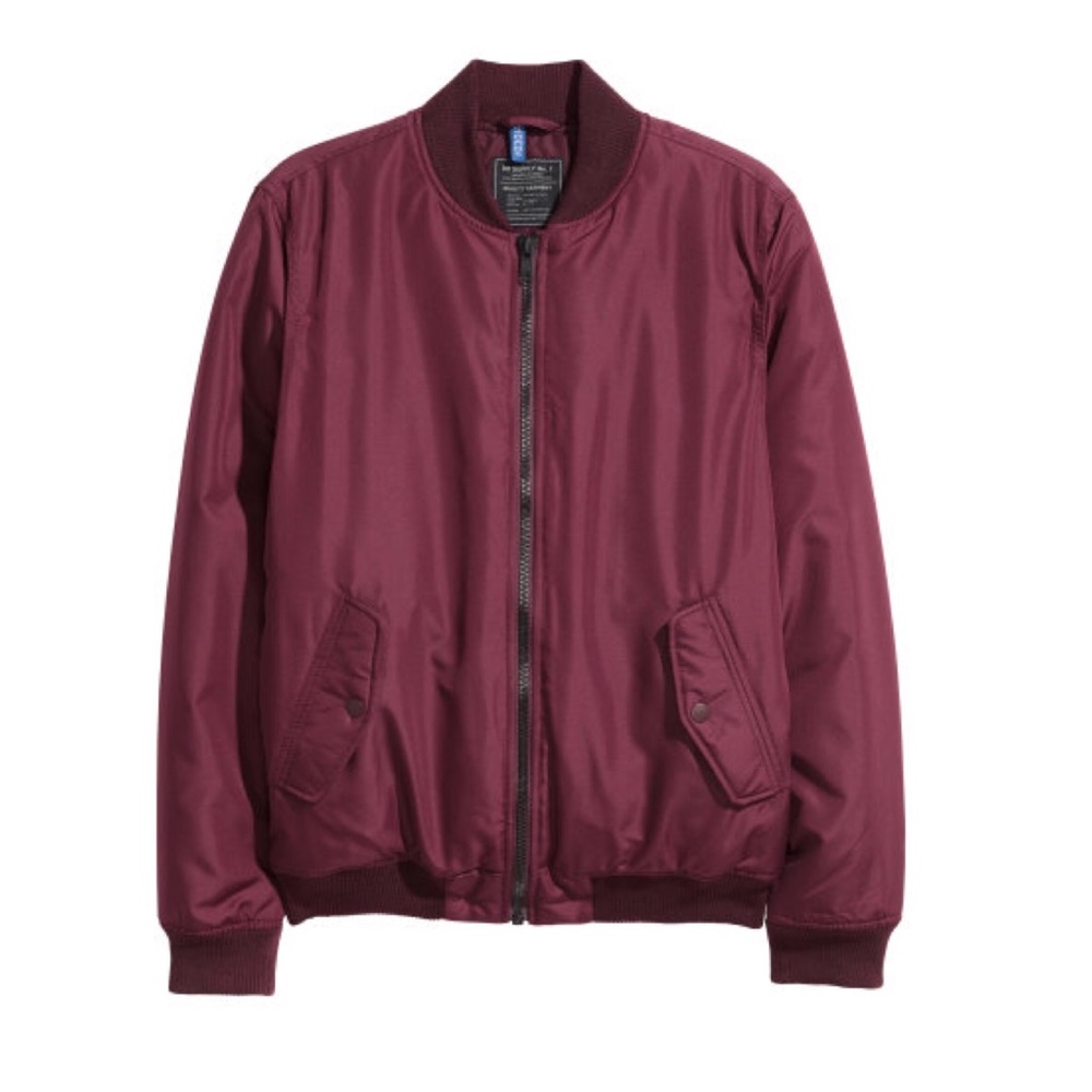 Mens Burgundy Bomber Jacket